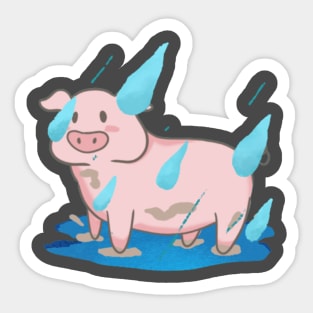 Pig dancing in the rain Sticker